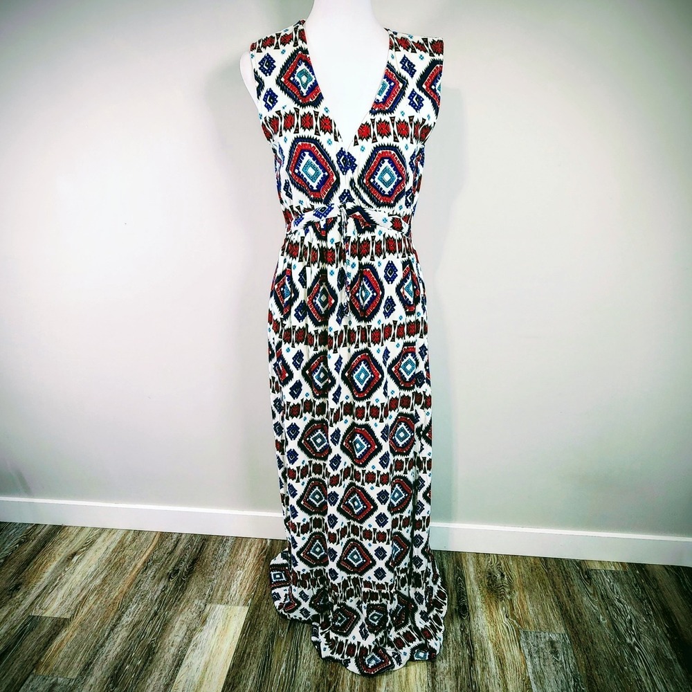 Missing Johnny Maxi Dress Womens Small Aztec Surplice‎ Resort Vacation Cruise